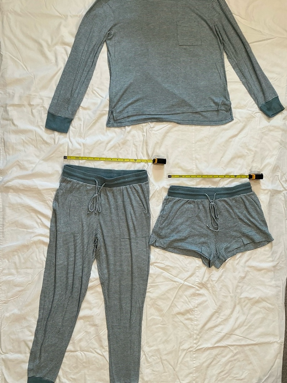 stars above Blue & White Striped 3-Piece Pajama Set